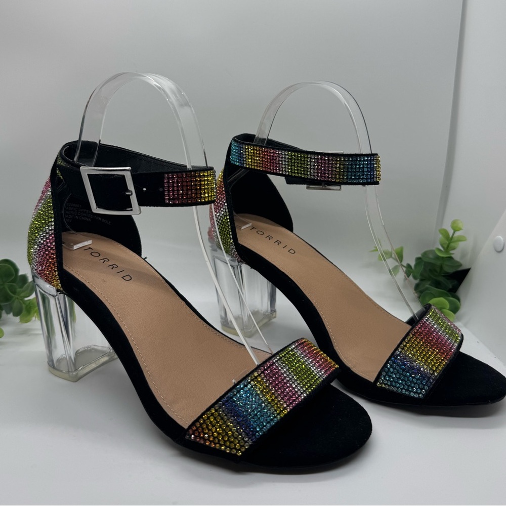 Torrid Translucent Block Heel Rainbow Embellished… - image 2